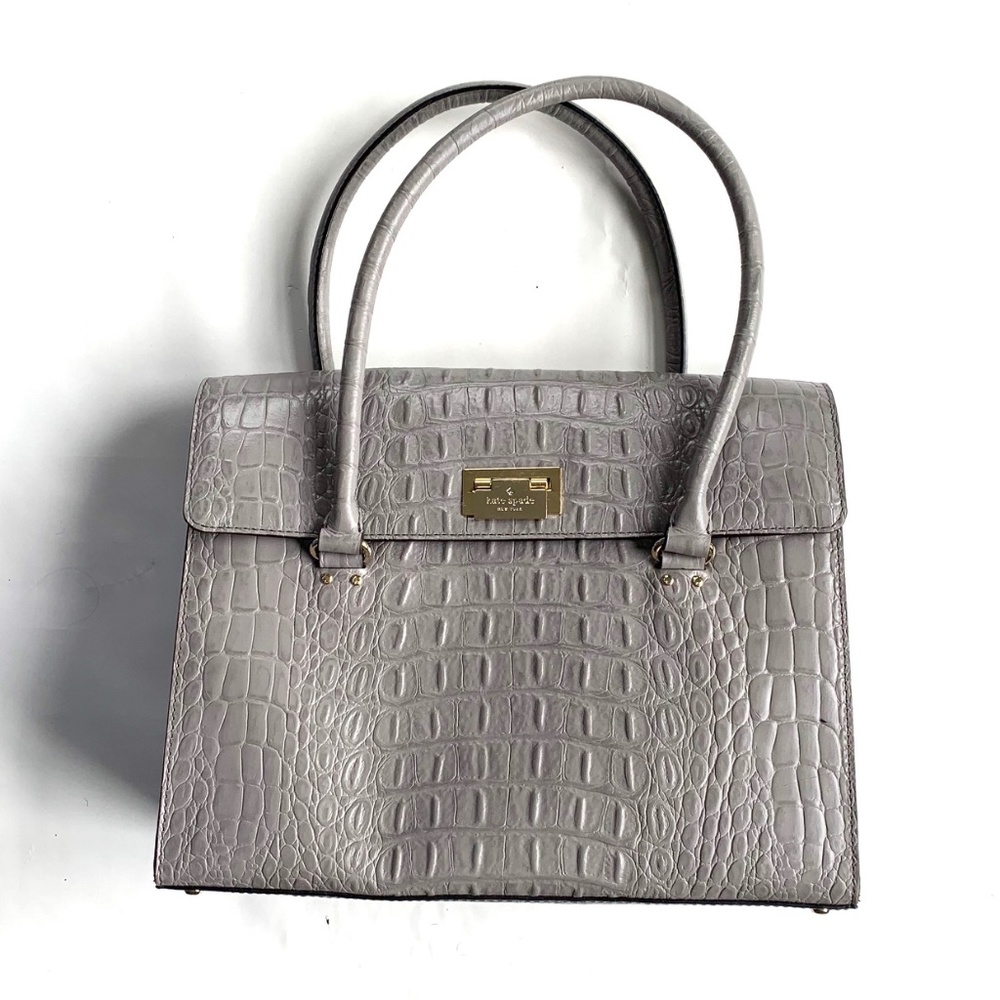Kate Spade Grey Croc Embossed Leather Bag